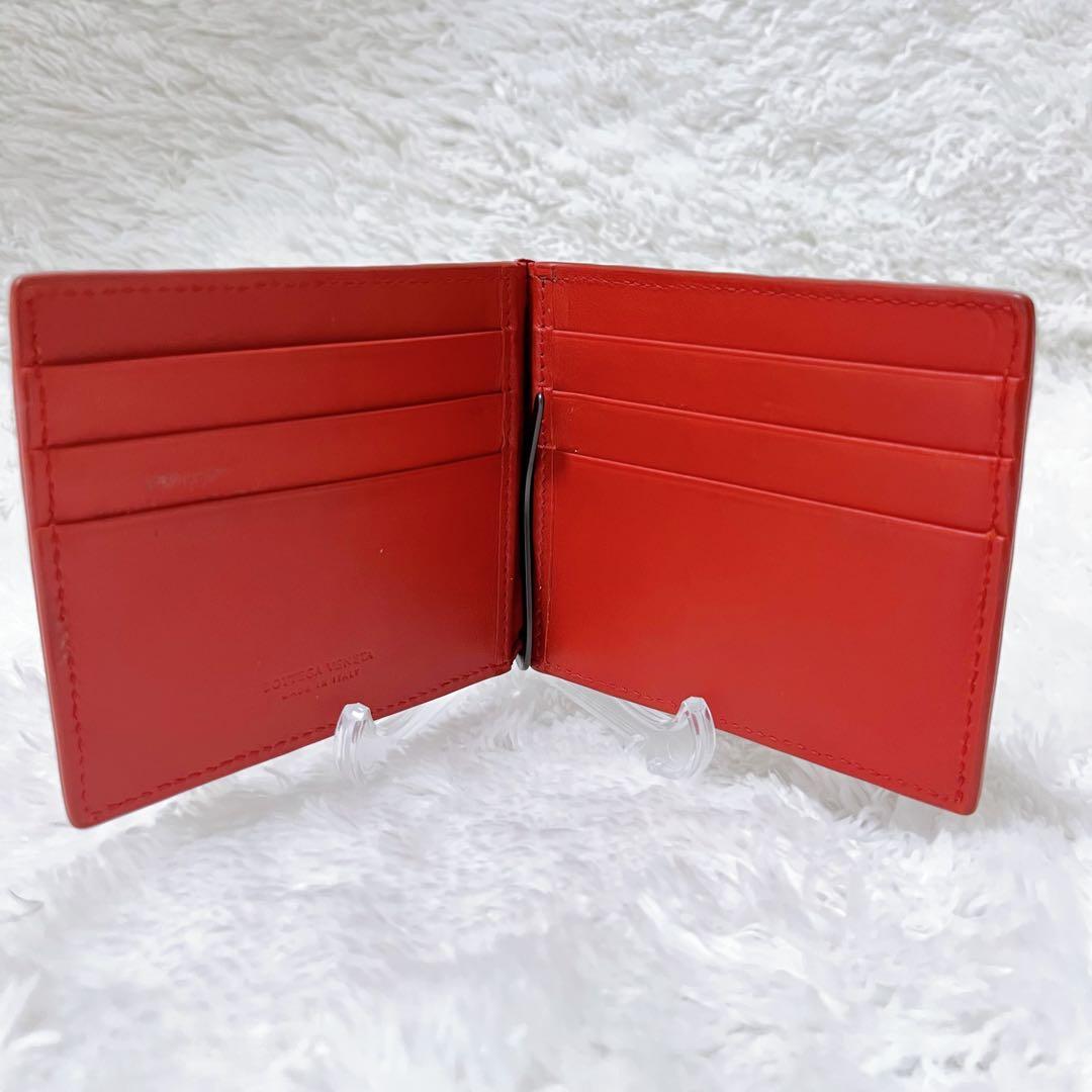 【希少】Bottega Veneta ボッテガ 2つ折り財布 マネークリップ 赤