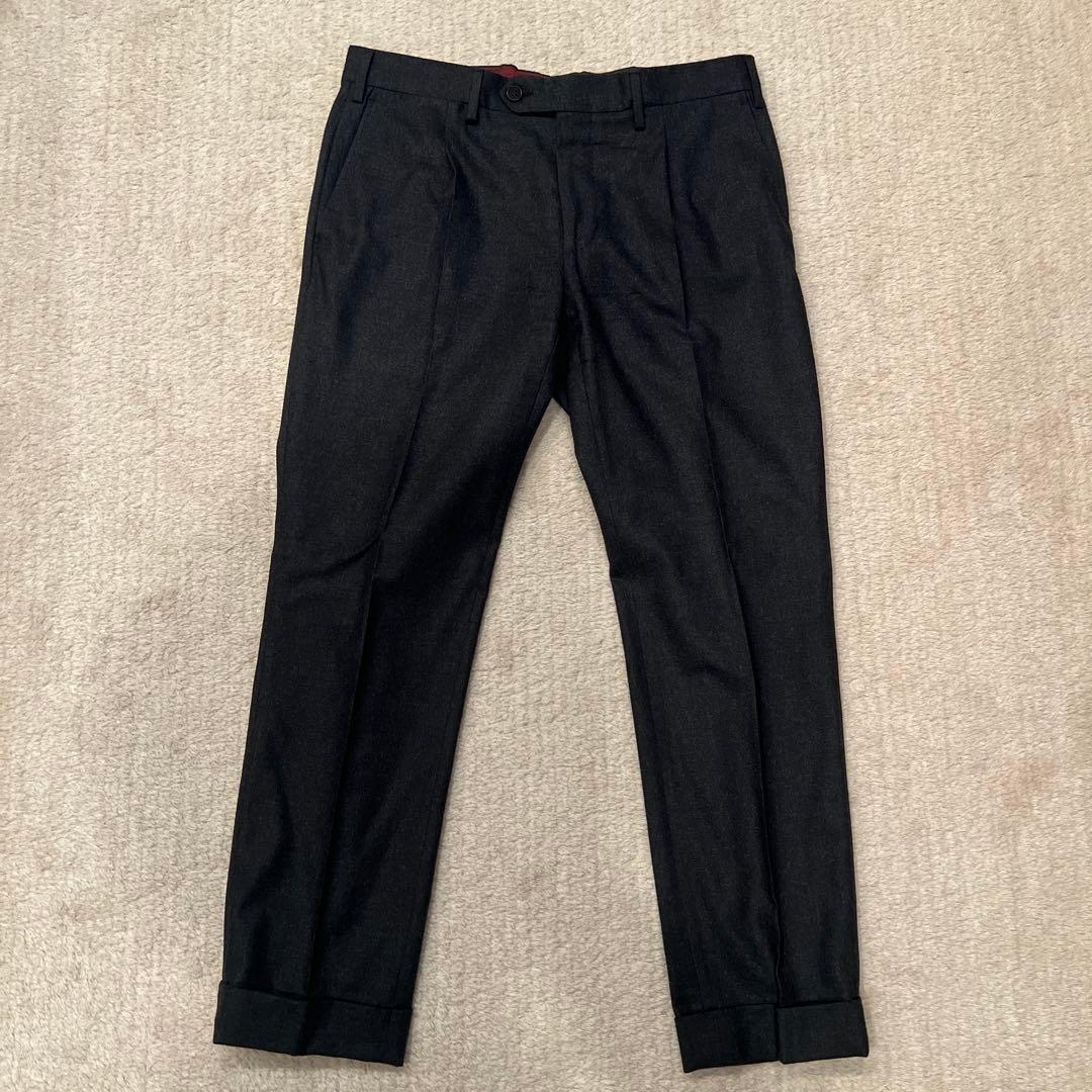 【美品】ジェルマーノサキソニースラックス48 チャコールグレー