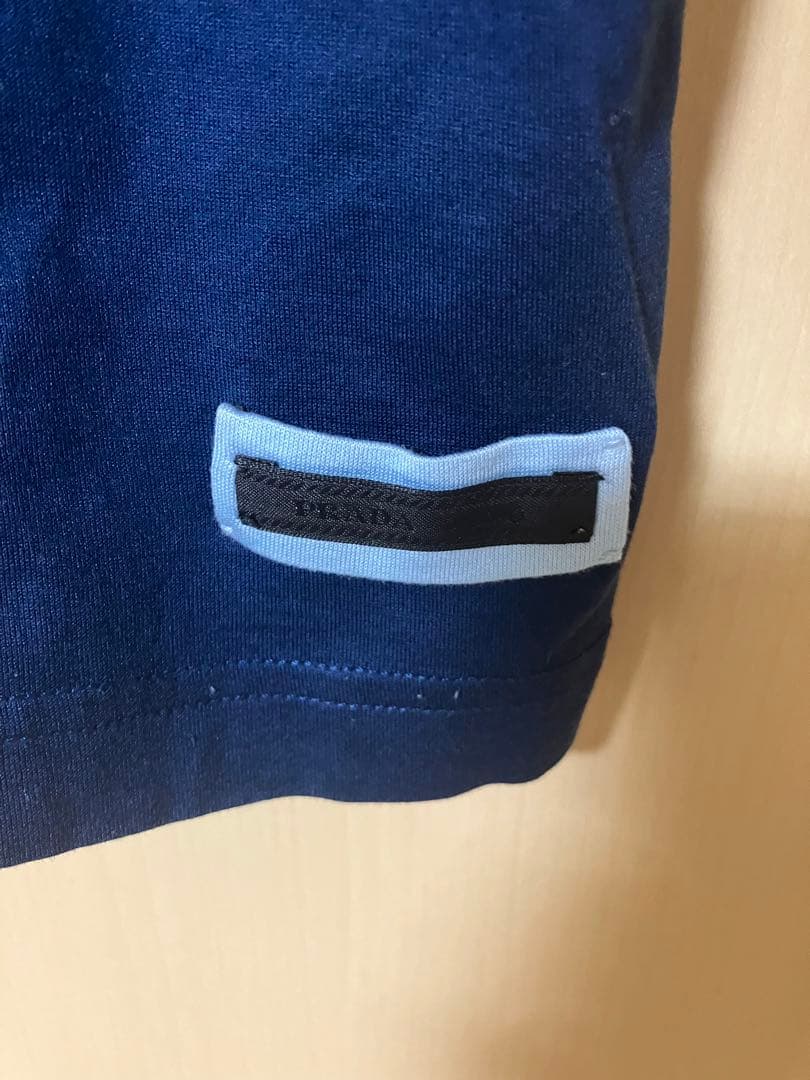 PRADA ネイビー ポロシャツ サイドライン L