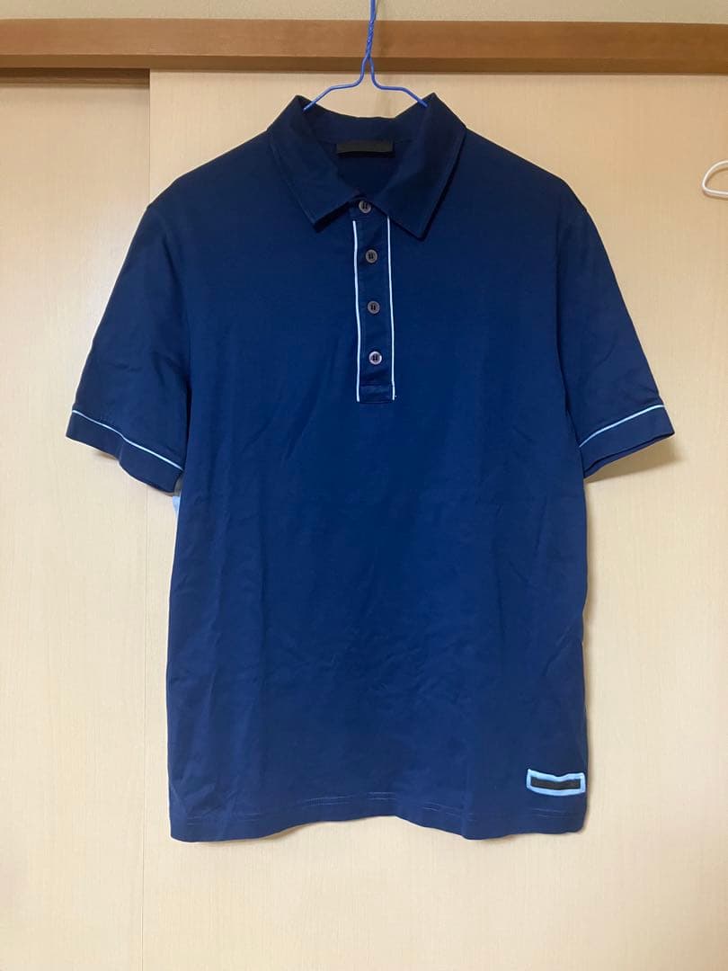 PRADA ネイビー ポロシャツ サイドライン L