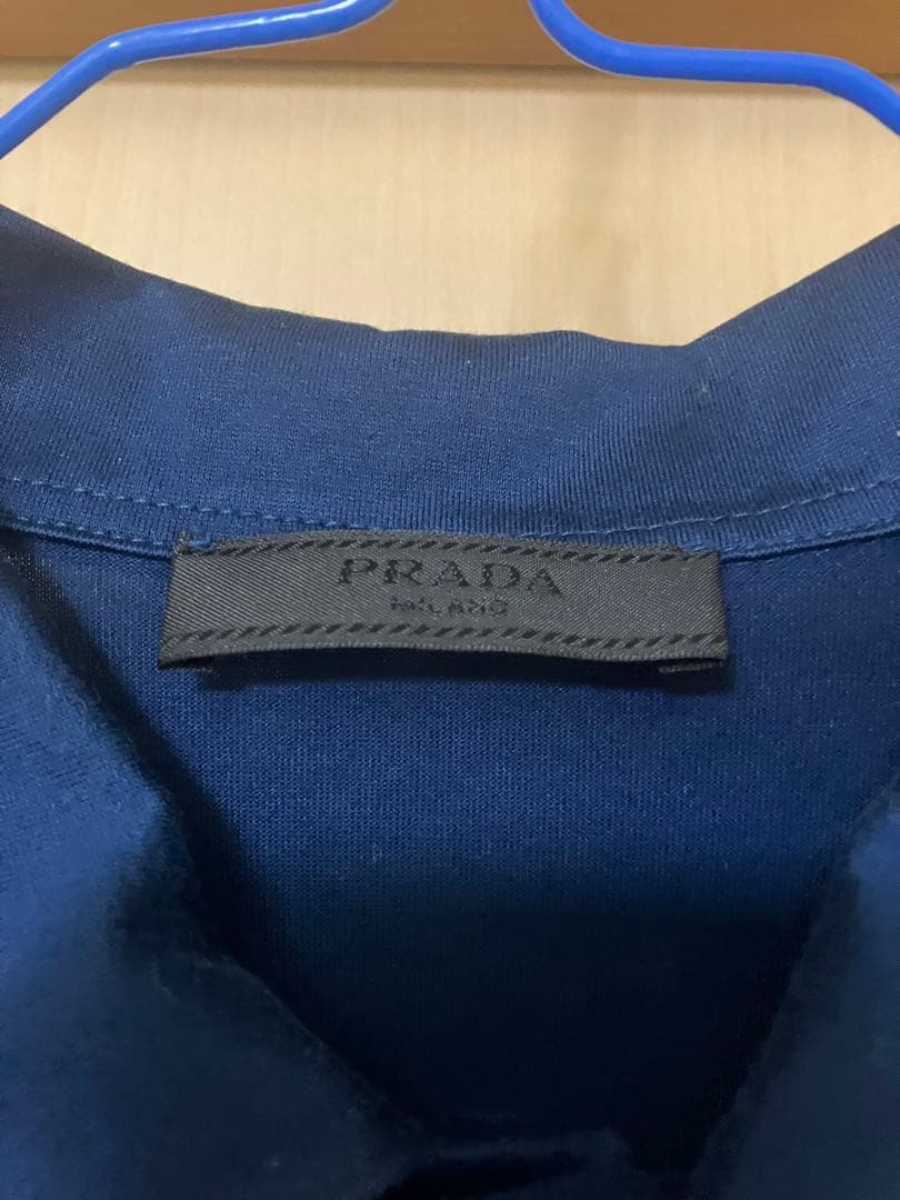 PRADA ネイビー ポロシャツ サイドライン L
