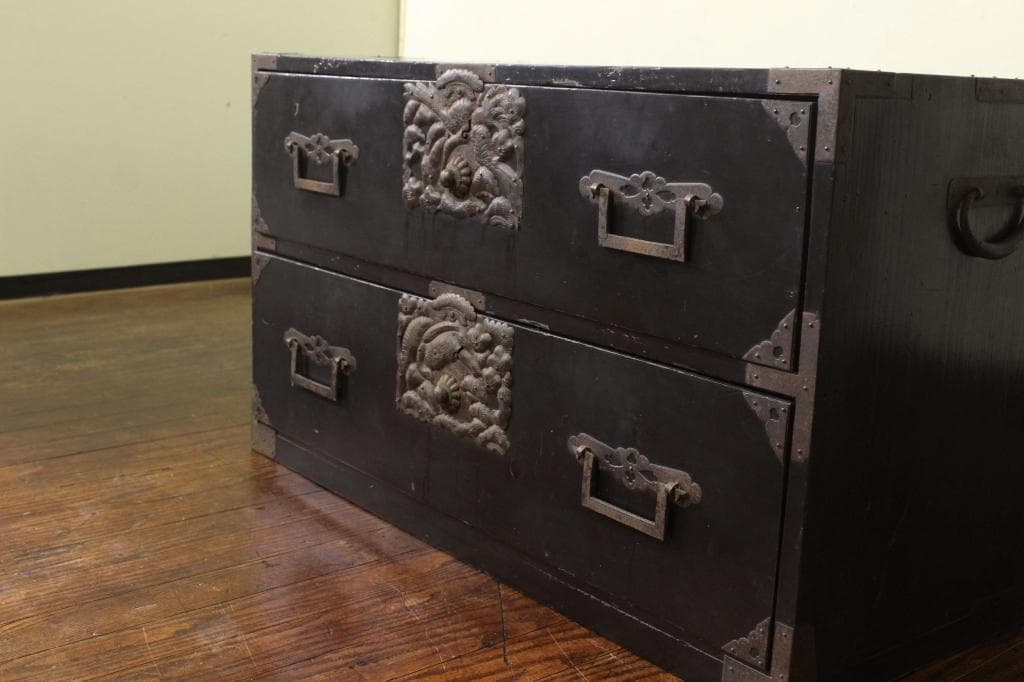 打出金具！庄内箪笥 古家具/古民家/時代箪笥/チェスト/和家具/古道具/古民具