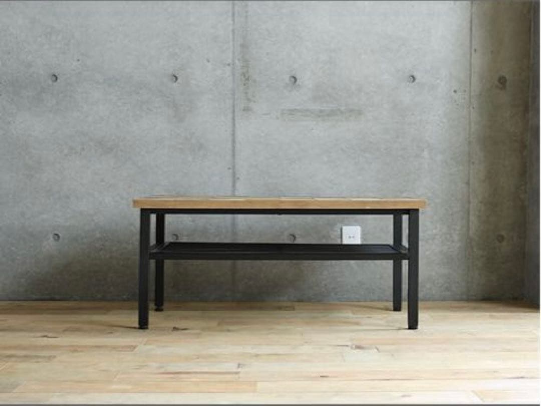 センターテーブル 90cm × 46cm 木製 スチール 黒