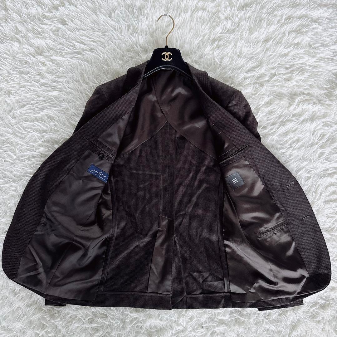 【スーツセレクト】スリーピース スーツ ブラウン 千鳥柄 Y4サイズ