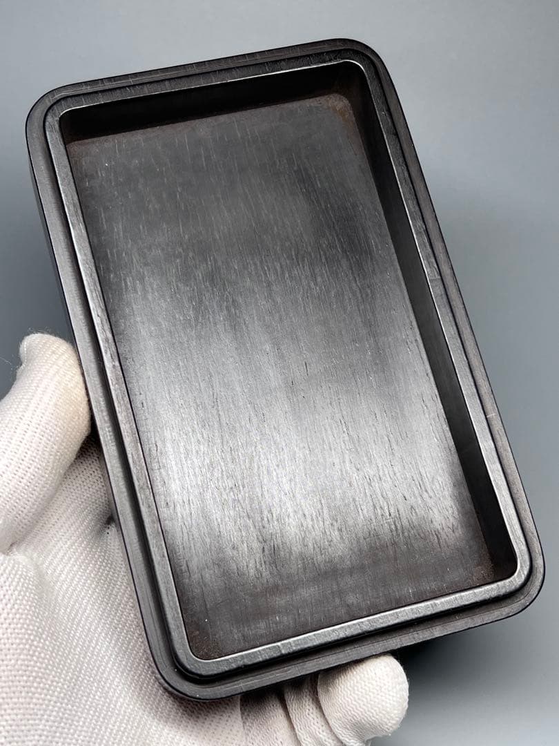 木製　小物入れ　紫檀　硯箱　透かし彫り　龍紋　極細工　文房具　中国美術　美品