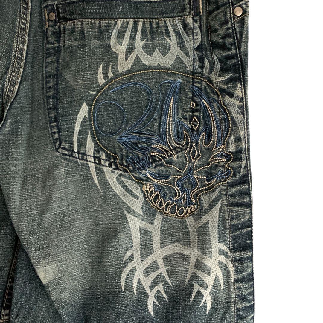超希少！90s-00s JNCO JEANS ハーフデニム スカル 古着