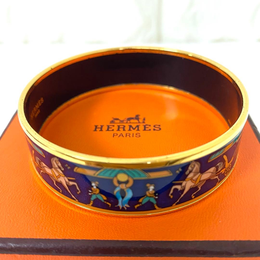 エルメス エマイユGM バングル ブレスレッド レディース ゴールド ブルー