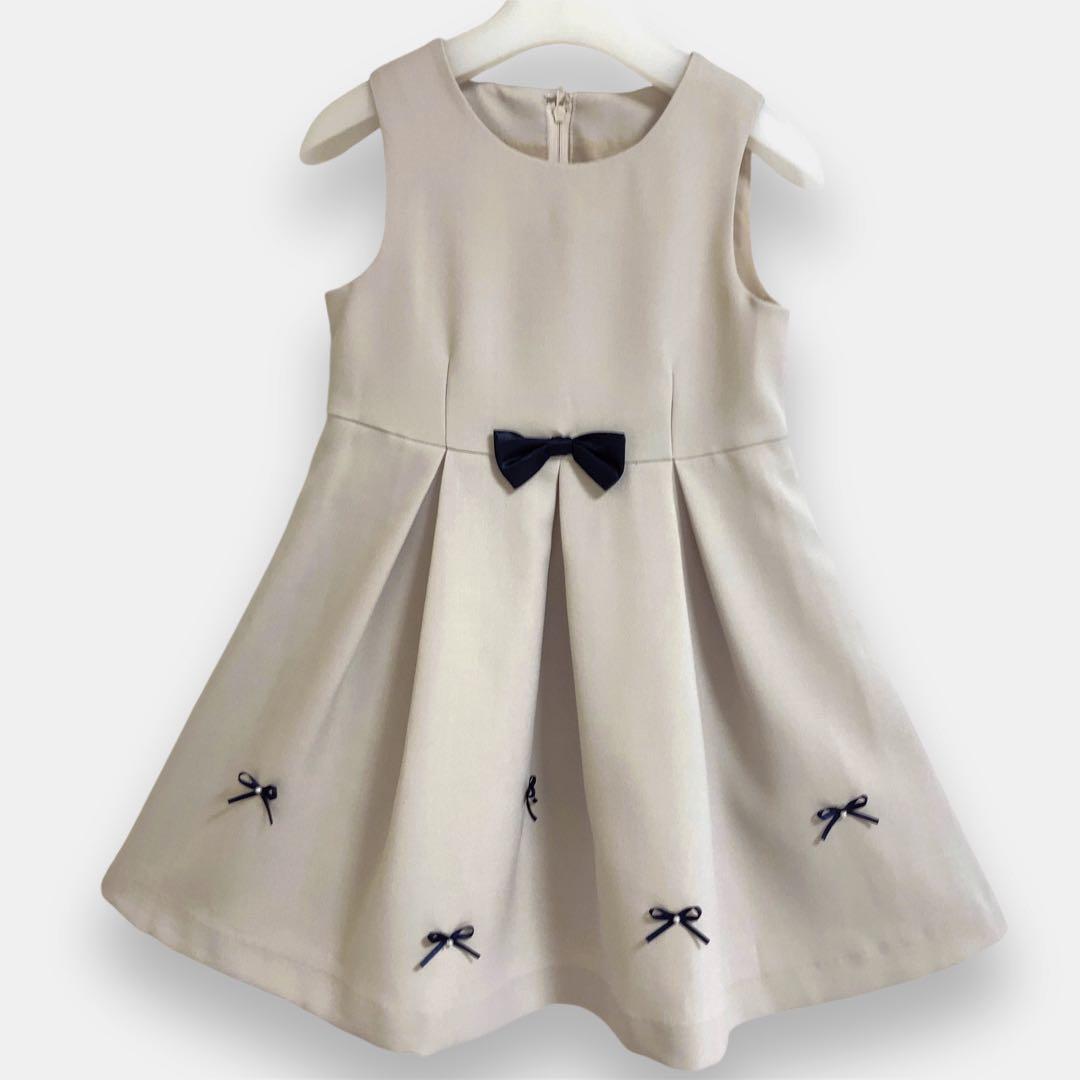 110size ベージュ×ネイビー セレモニー 入学 卒園 フォーマル 式典