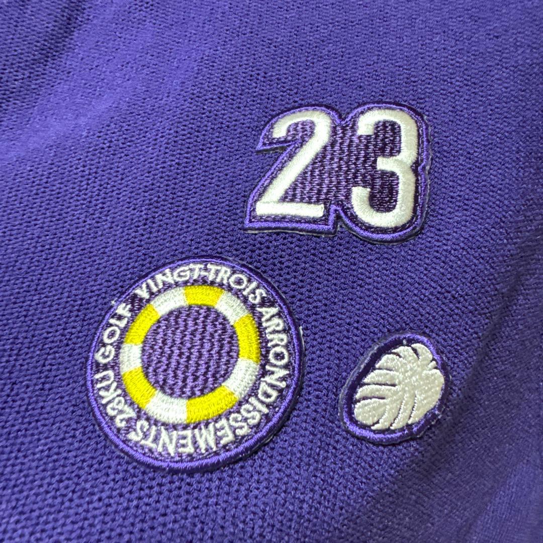 【新品タグ付】23区ゴルフ・ジップアップ　ベスト　パープル　ワッペン付　L