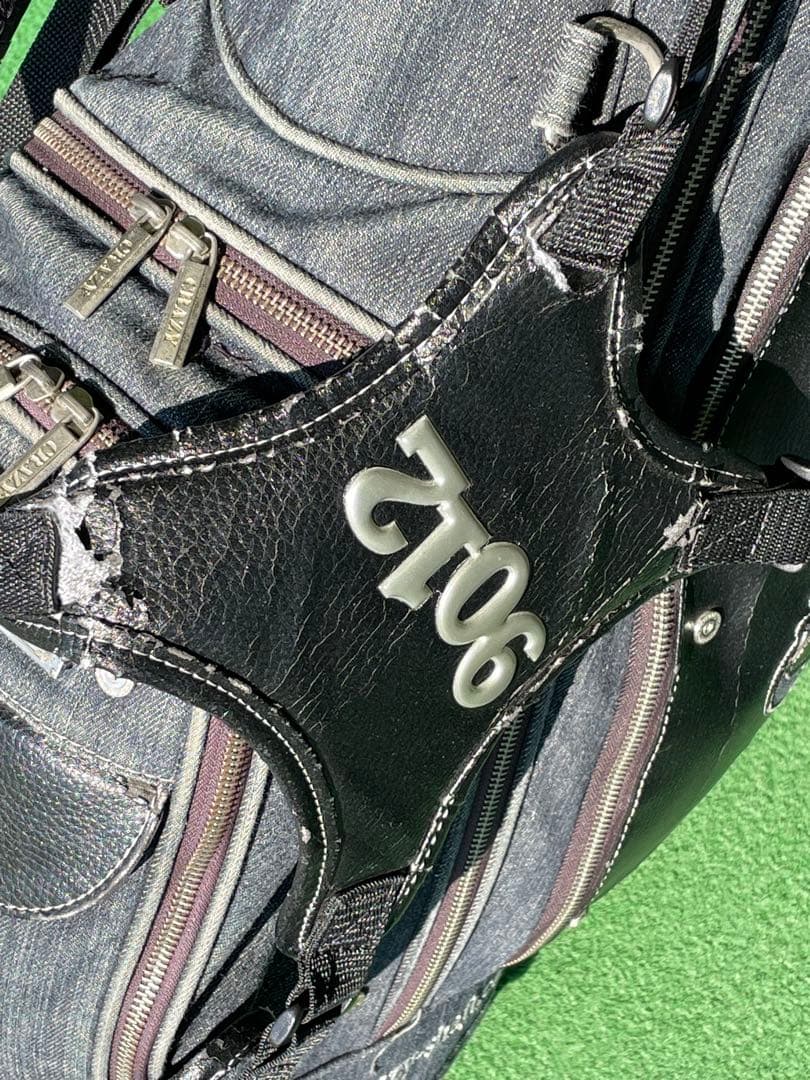 貴重品　デニム生地　CRAZY スタンドバッグ