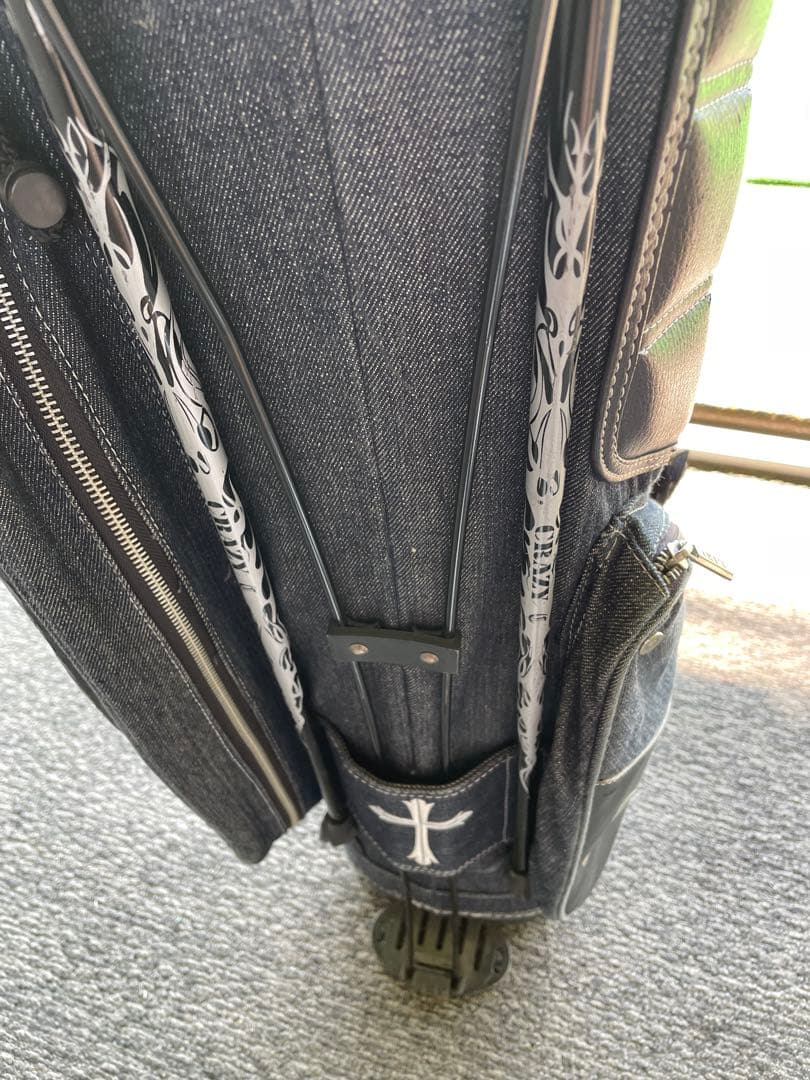 貴重品　デニム生地　CRAZY スタンドバッグ