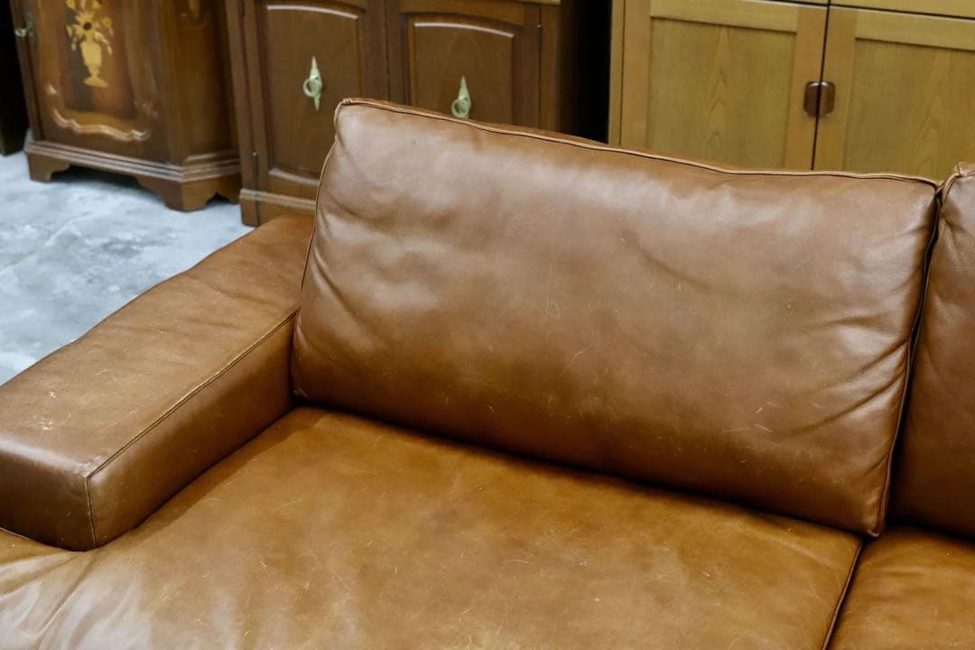 【ACTUS】総本革 レザー 2.5人掛けソファ