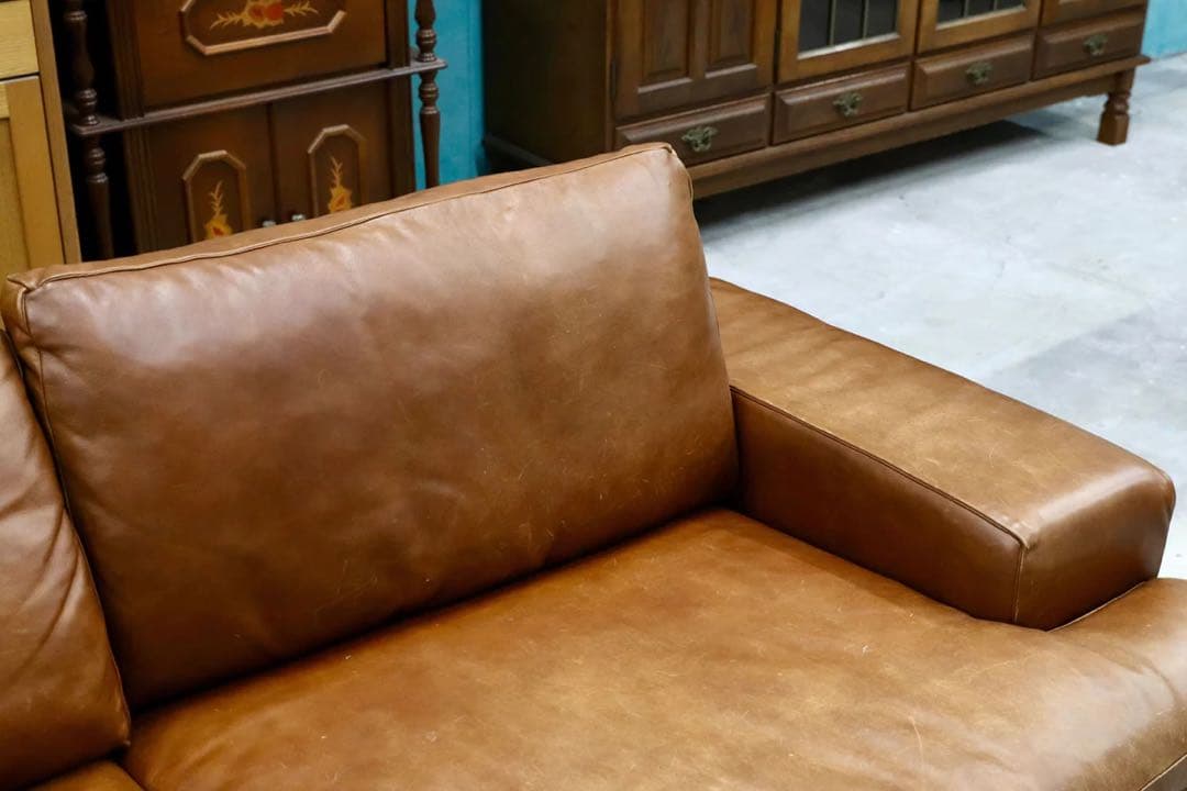 【ACTUS】総本革 レザー 2.5人掛けソファ