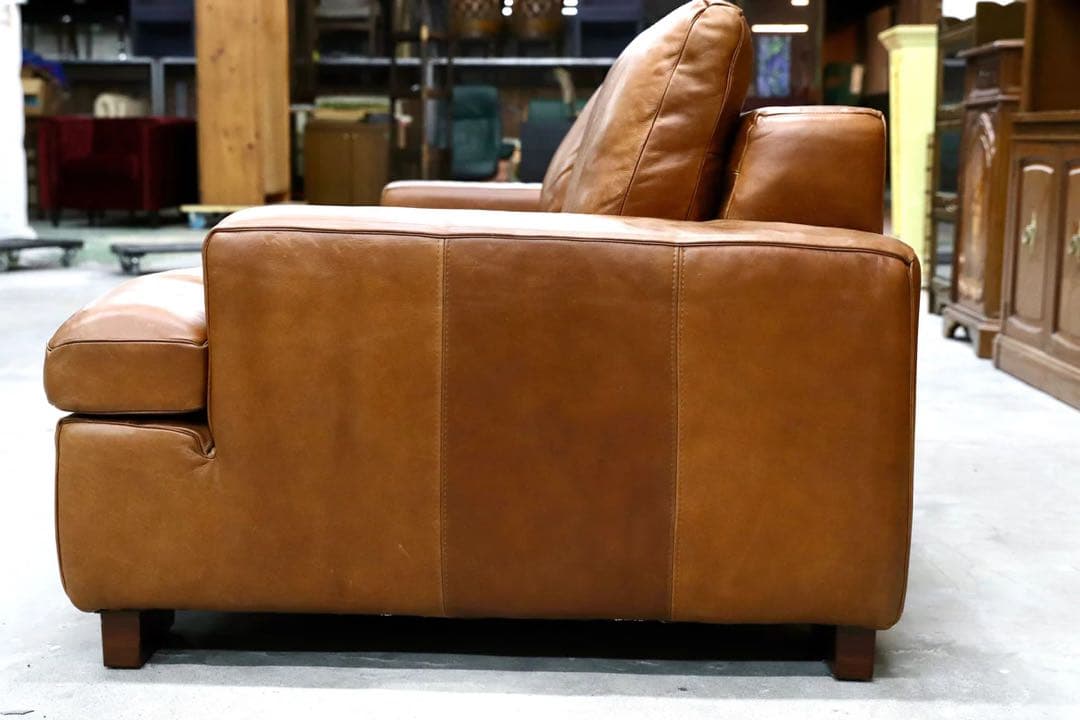 【ACTUS】総本革 レザー 2.5人掛けソファ