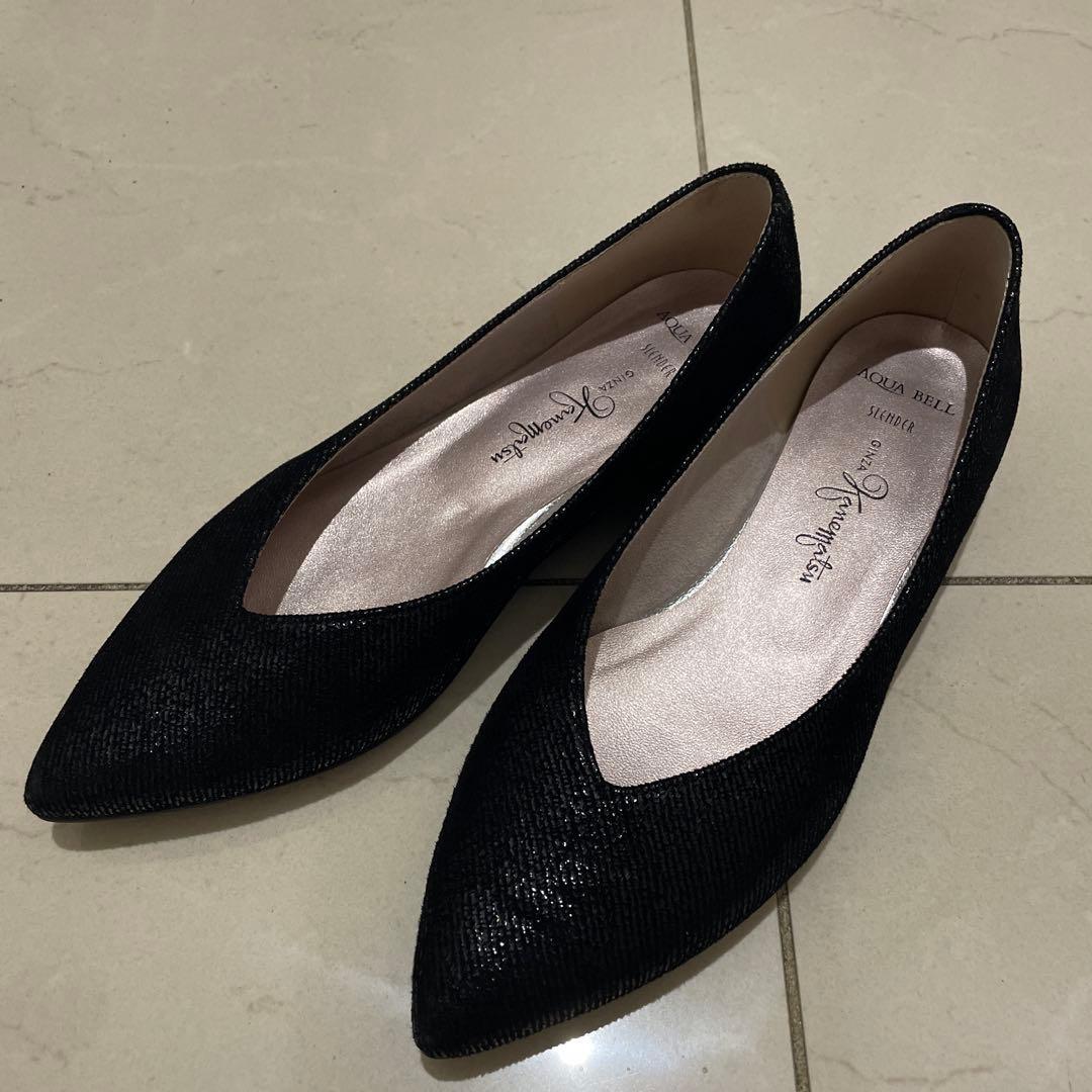 かねまつ☆ポインテッドトゥフラットシューズ 22.5cm 日本製