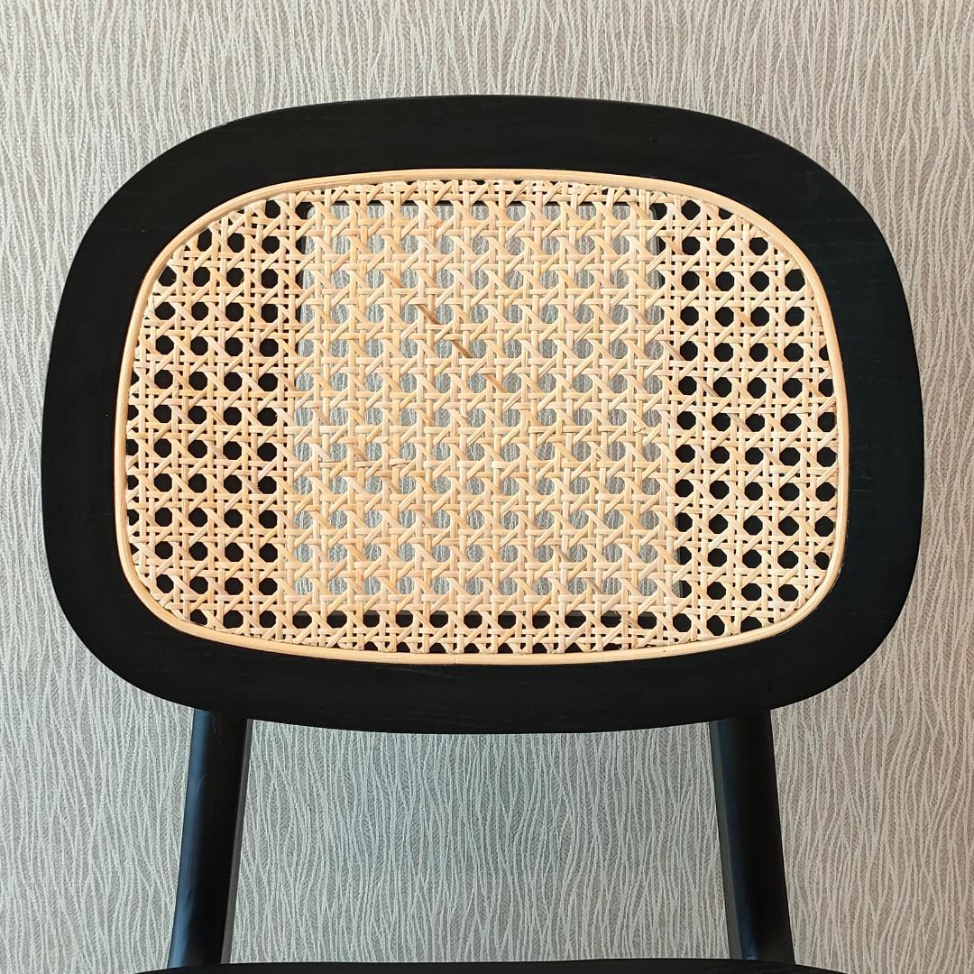 ラタン　ダイニングチェア　ブラック　ウッドラタンチェア