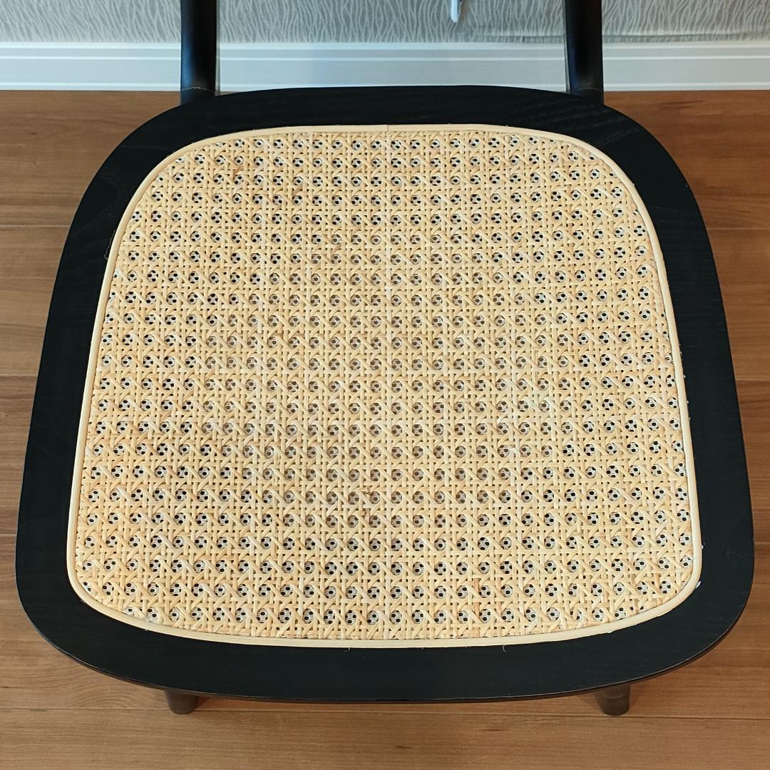 ラタン　ダイニングチェア　ブラック　ウッドラタンチェア