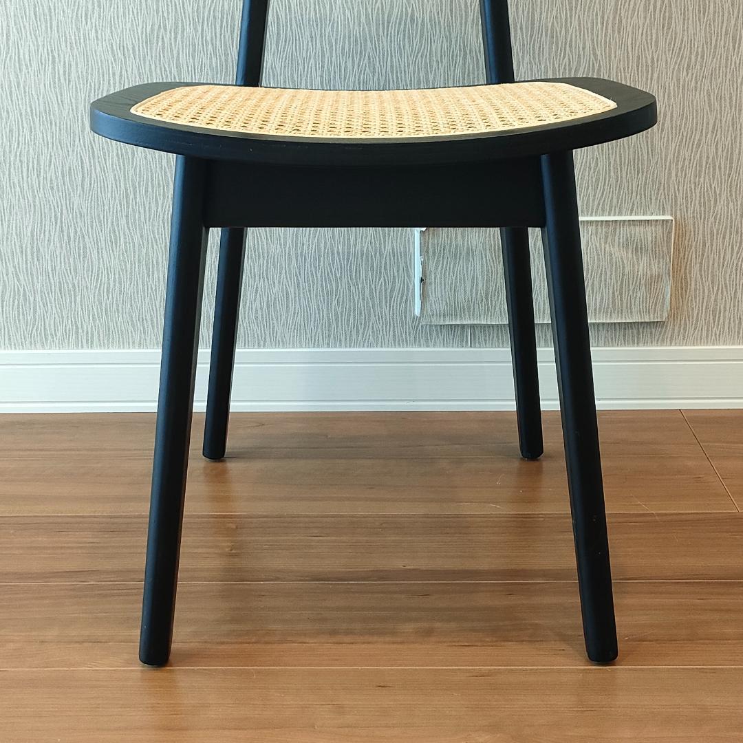 ラタン　ダイニングチェア　ブラック　ウッドラタンチェア