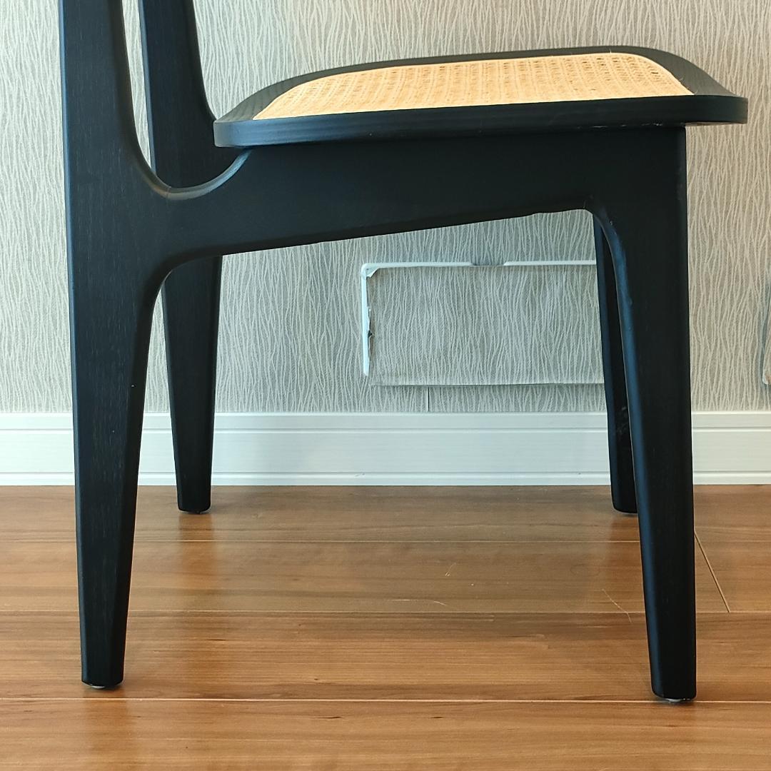 ラタン　ダイニングチェア　ブラック　ウッドラタンチェア