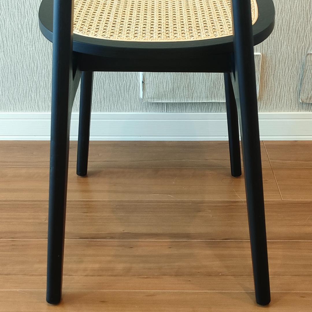 ラタン　ダイニングチェア　ブラック　ウッドラタンチェア