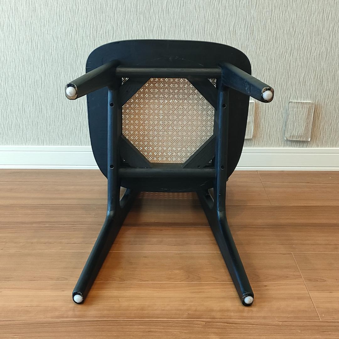 ラタン　ダイニングチェア　ブラック　ウッドラタンチェア