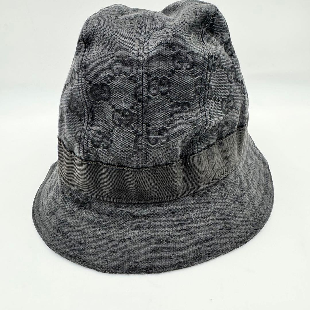 GUCCI グッチ　バケットハット　ブラック　GG柄　Mサイズ