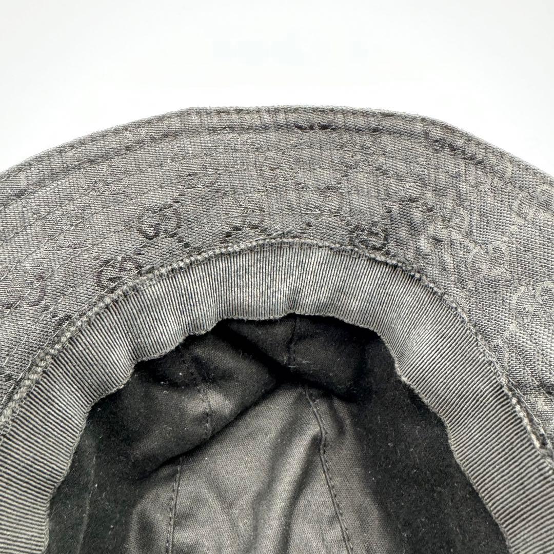 GUCCI グッチ　バケットハット　ブラック　GG柄　Mサイズ