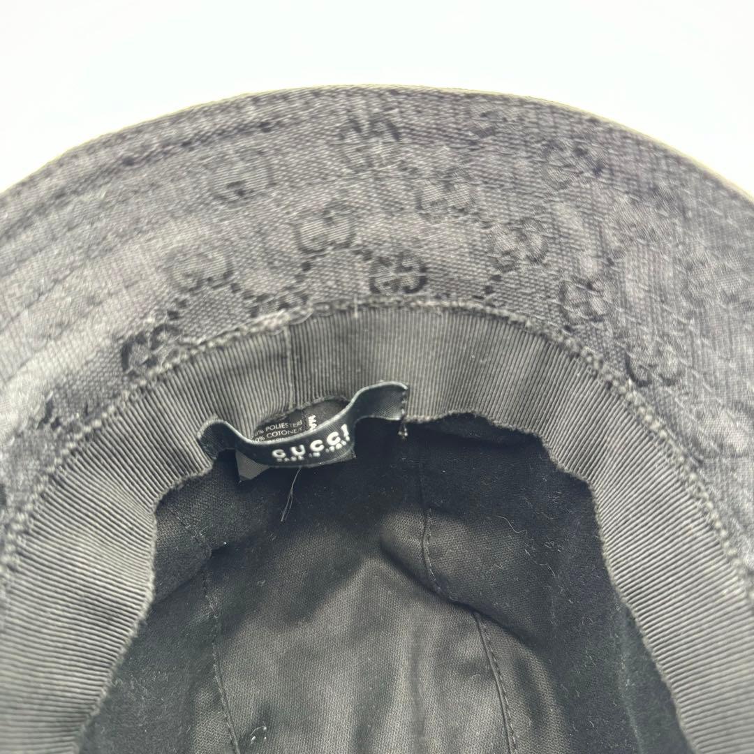 GUCCI グッチ　バケットハット　ブラック　GG柄　Mサイズ