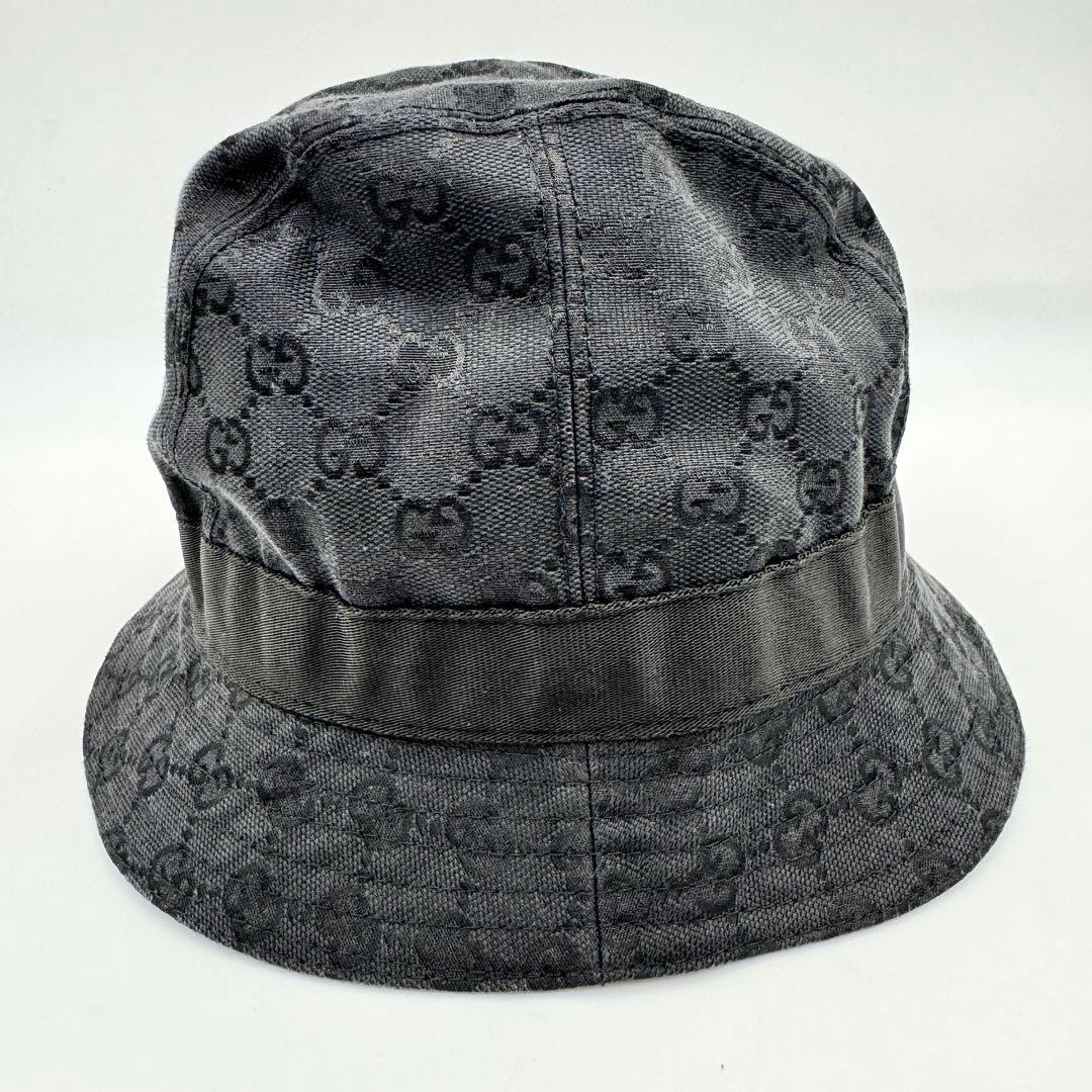 GUCCI グッチ　バケットハット　ブラック　GG柄　Mサイズ