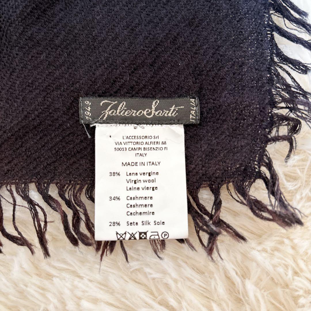 美品☆ファリエロ サルティ カシミヤ シルク 正方形 大判ストール 千鳥格子