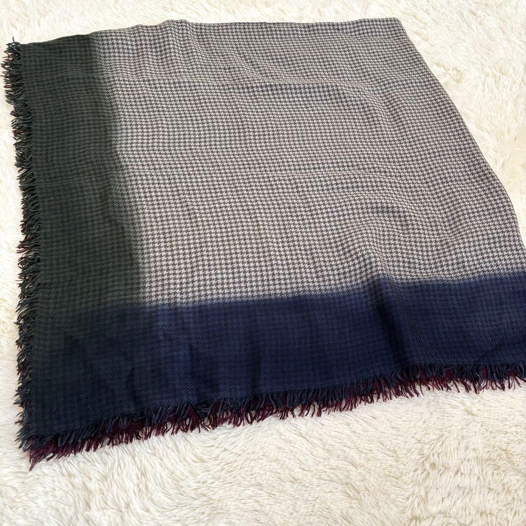 美品☆ファリエロ サルティ カシミヤ シルク 正方形 大判ストール 千鳥格子