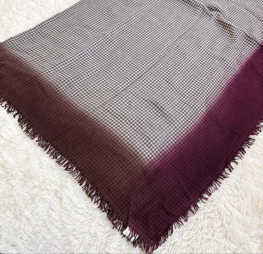 美品☆ファリエロ サルティ カシミヤ シルク 正方形 大判ストール 千鳥格子