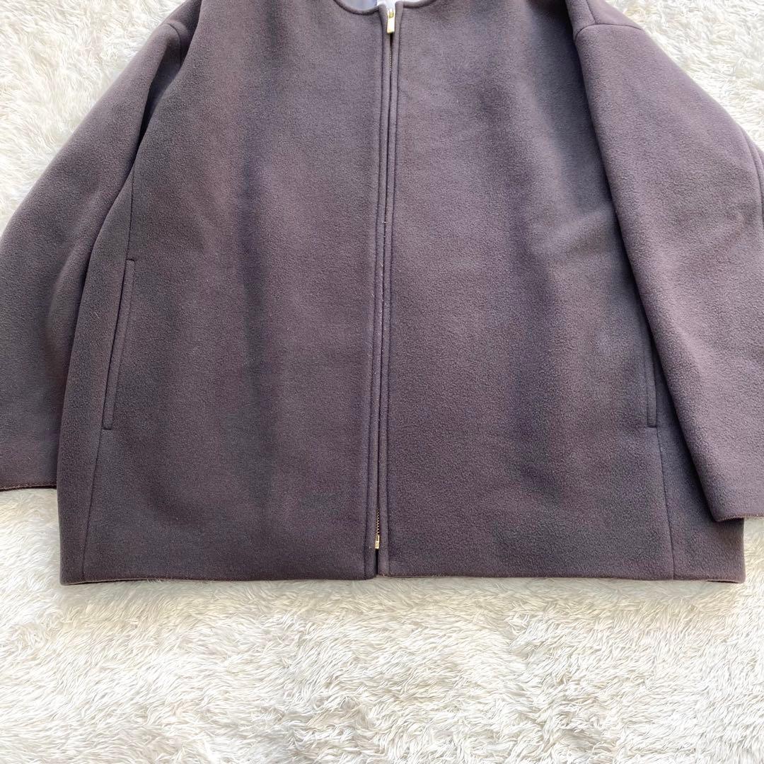 近年モデル　Noble MTRカラーレスジップショートコート　カシミヤ混　茶色