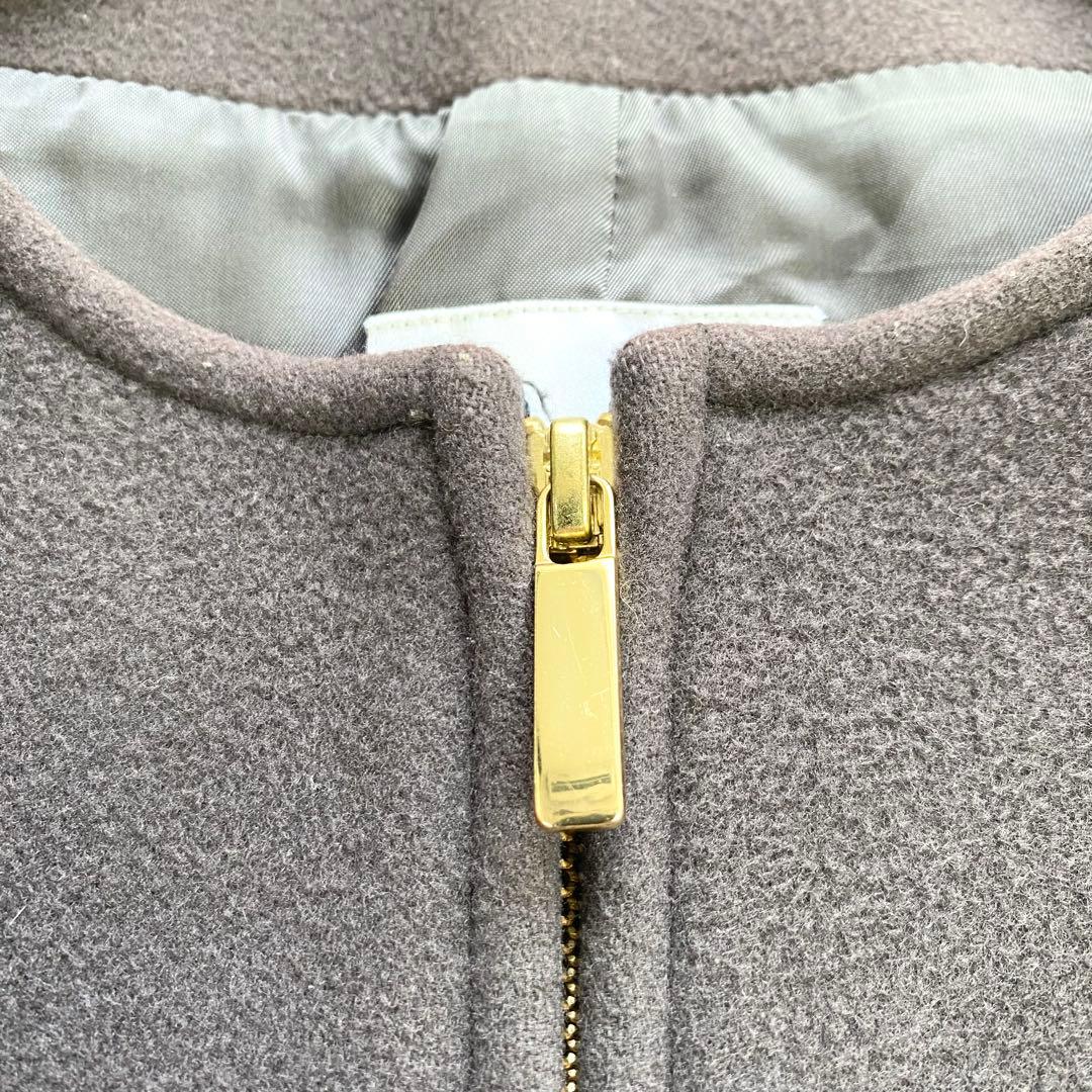 近年モデル　Noble MTRカラーレスジップショートコート　カシミヤ混　茶色