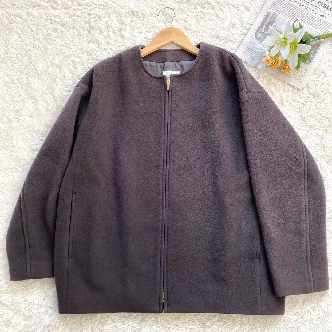 近年モデル　Noble MTRカラーレスジップショートコート　カシミヤ混　茶色