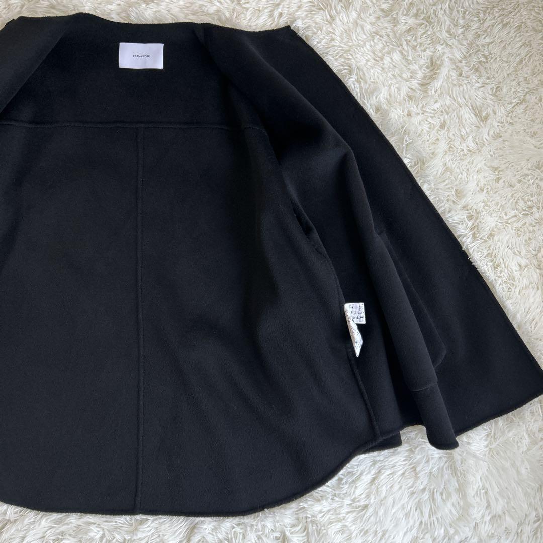✨美品✨フレームワーク ハミルトンリバークルーネックコート ブラック 38