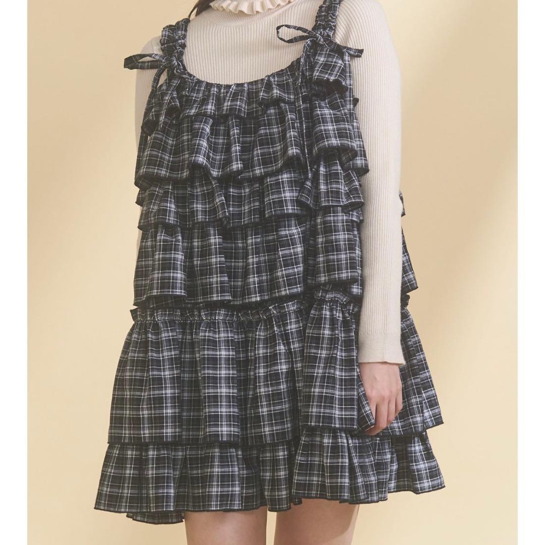 チェックホイップクリームミニワンピース