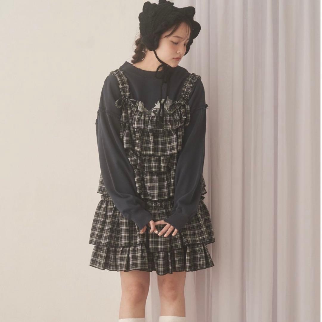 チェックホイップクリームミニワンピース
