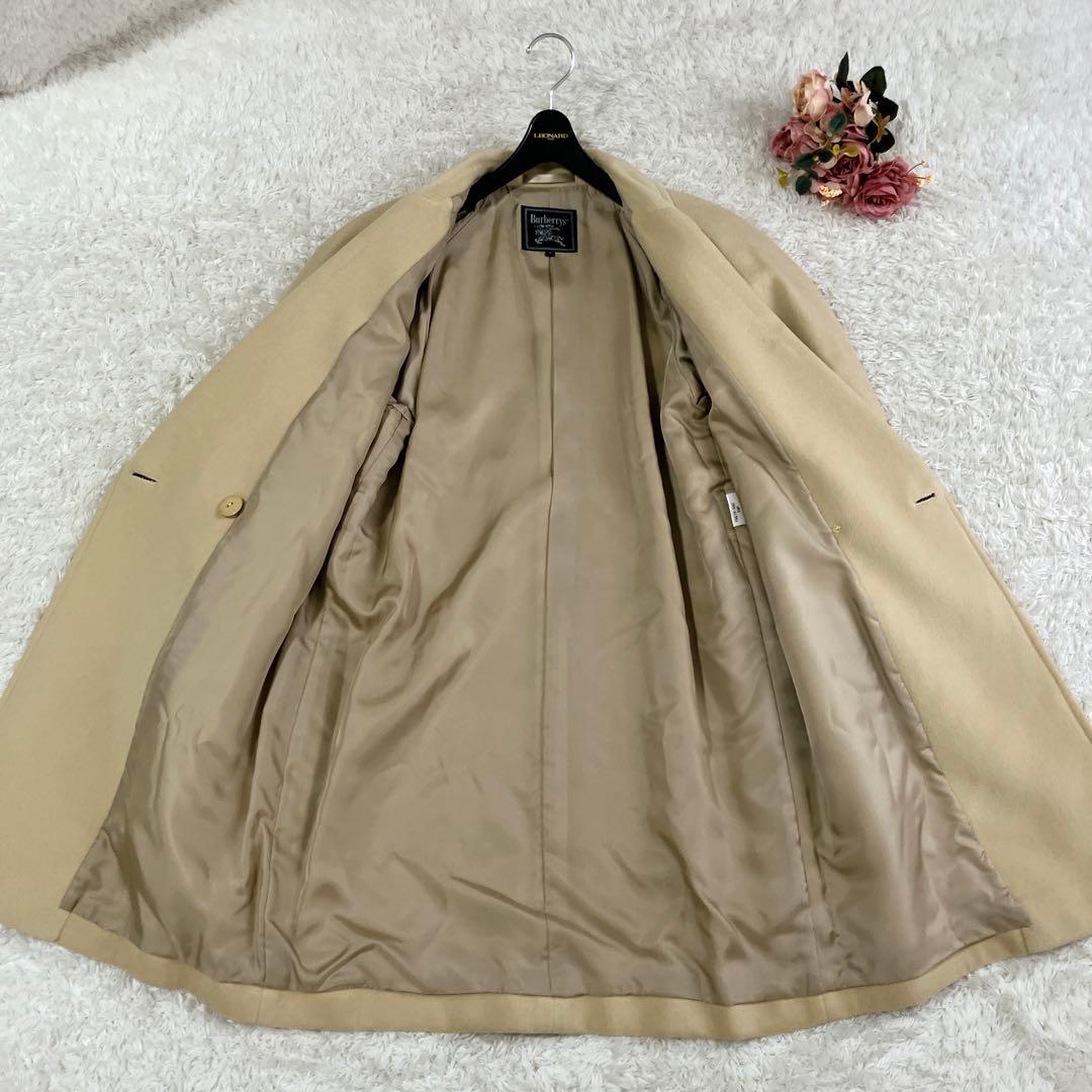 ヨコ糸アンゴラ100✨バーバリーズ ウールコート ダブルブレスト ベージュ L