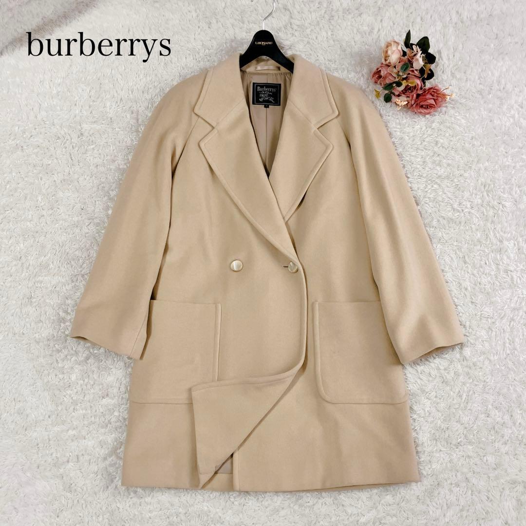ヨコ糸アンゴラ100✨バーバリーズ ウールコート ダブルブレスト ベージュ L