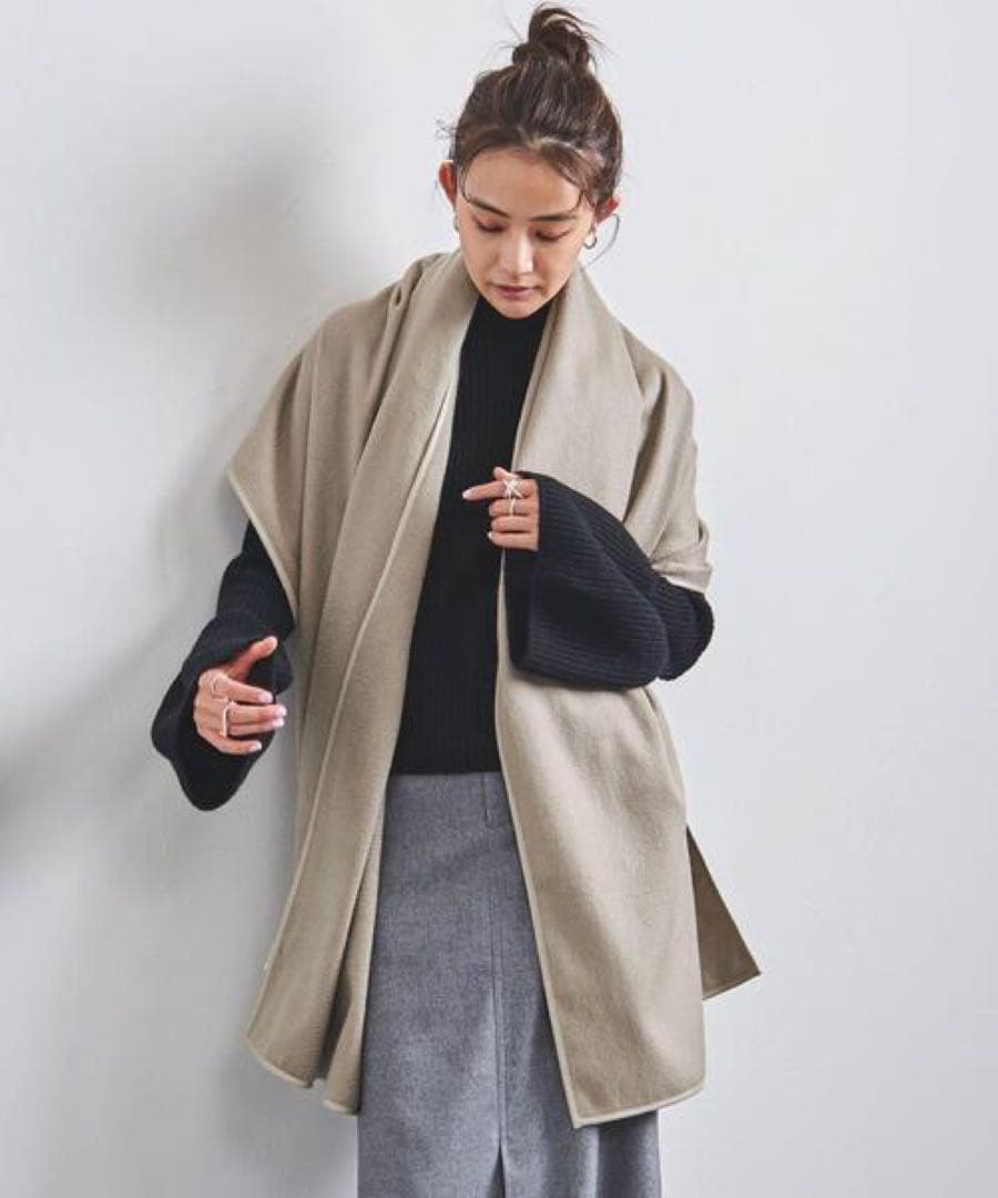 ASAUCE MELER レザートリミング カシミヤ ストール