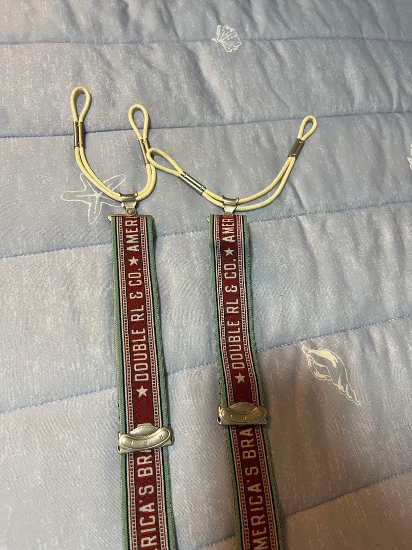 DOUBLE RL & CO. サスペンダー 赤緑ストライプ