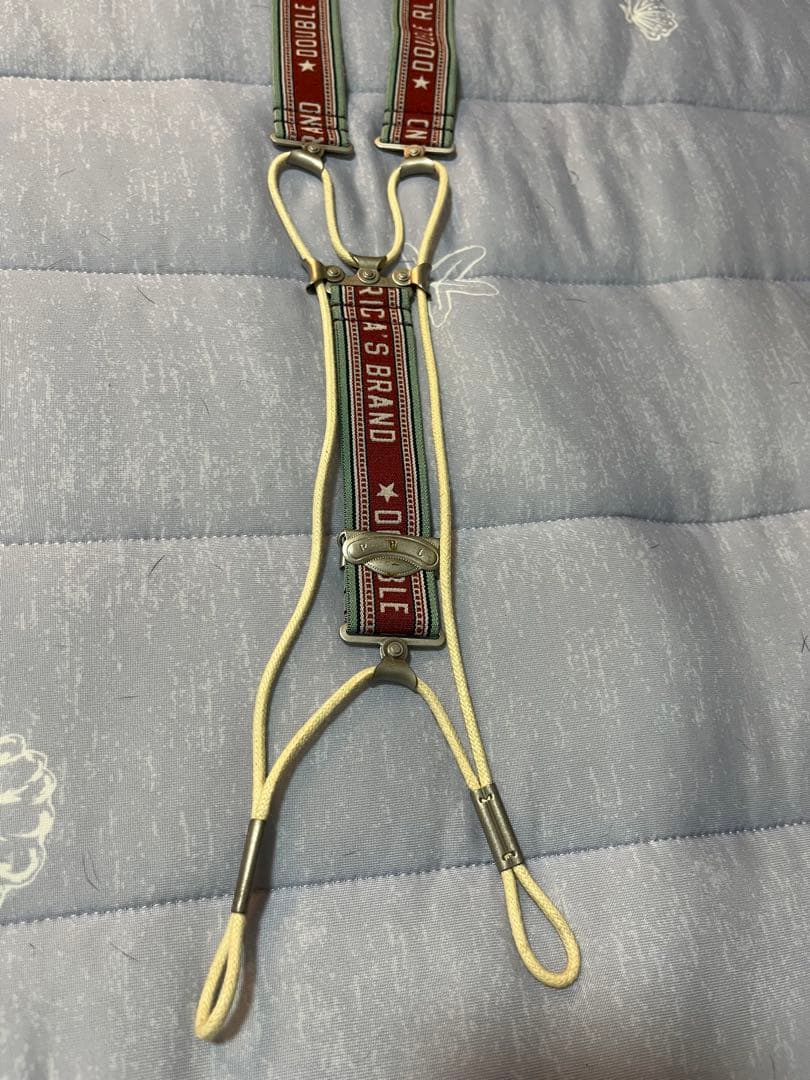 DOUBLE RL & CO. サスペンダー 赤緑ストライプ