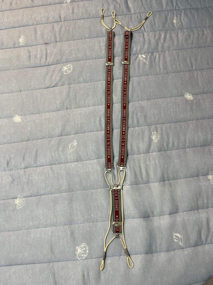 DOUBLE RL & CO. サスペンダー 赤緑ストライプ