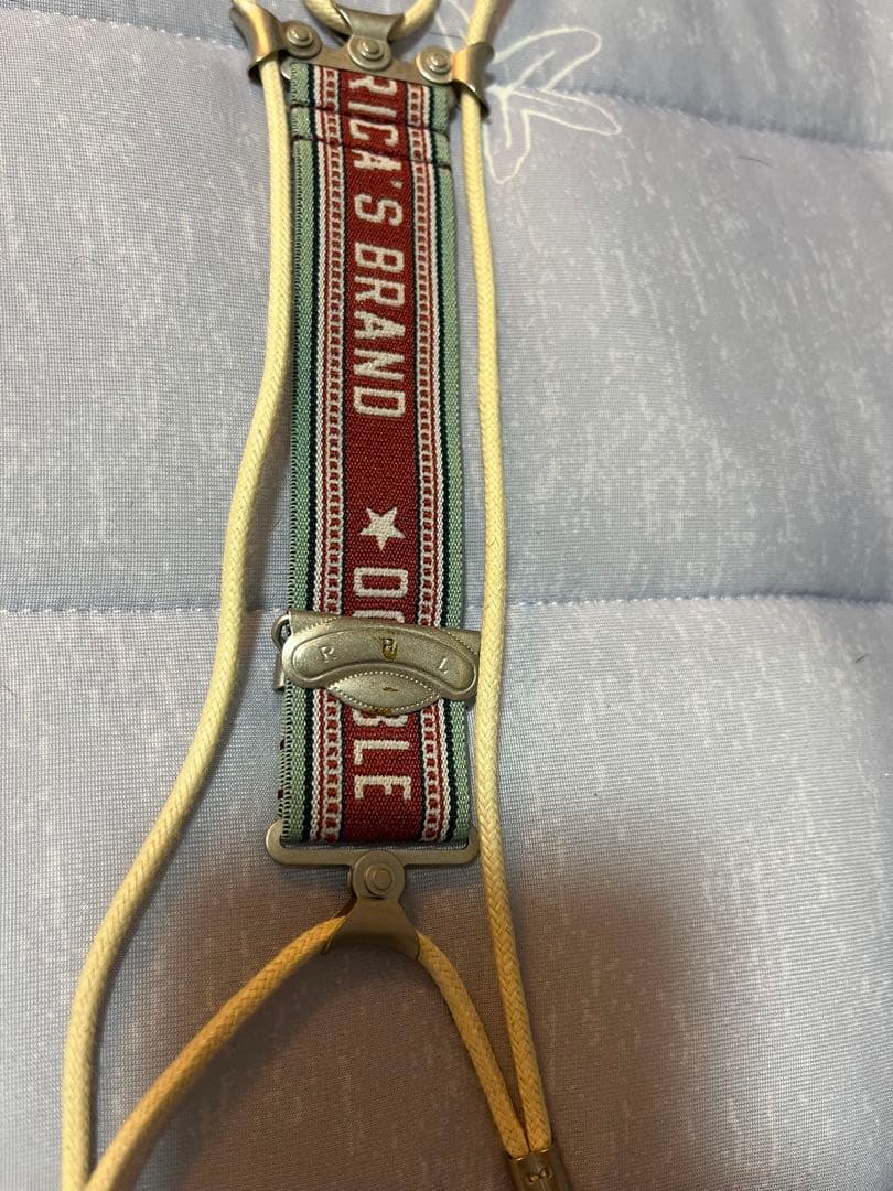 DOUBLE RL & CO. サスペンダー 赤緑ストライプ