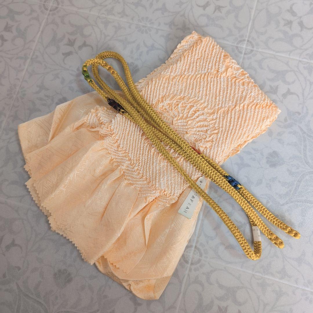 小紋　フルセット　着物　赤橙　オリエンタル　花　O5