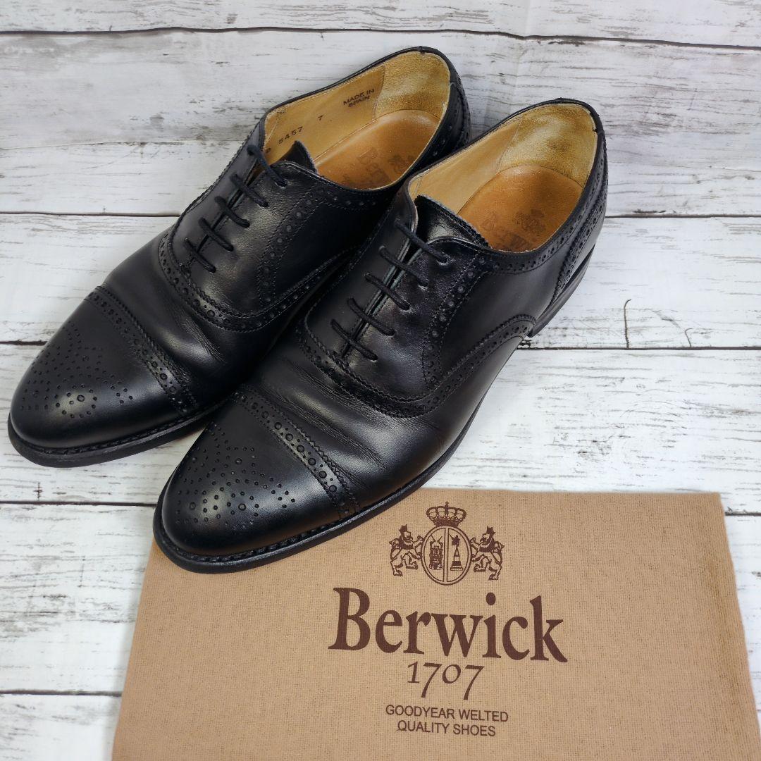 【Berwick1707】美品♪バーウィック ストレートチップ ブラック26cm