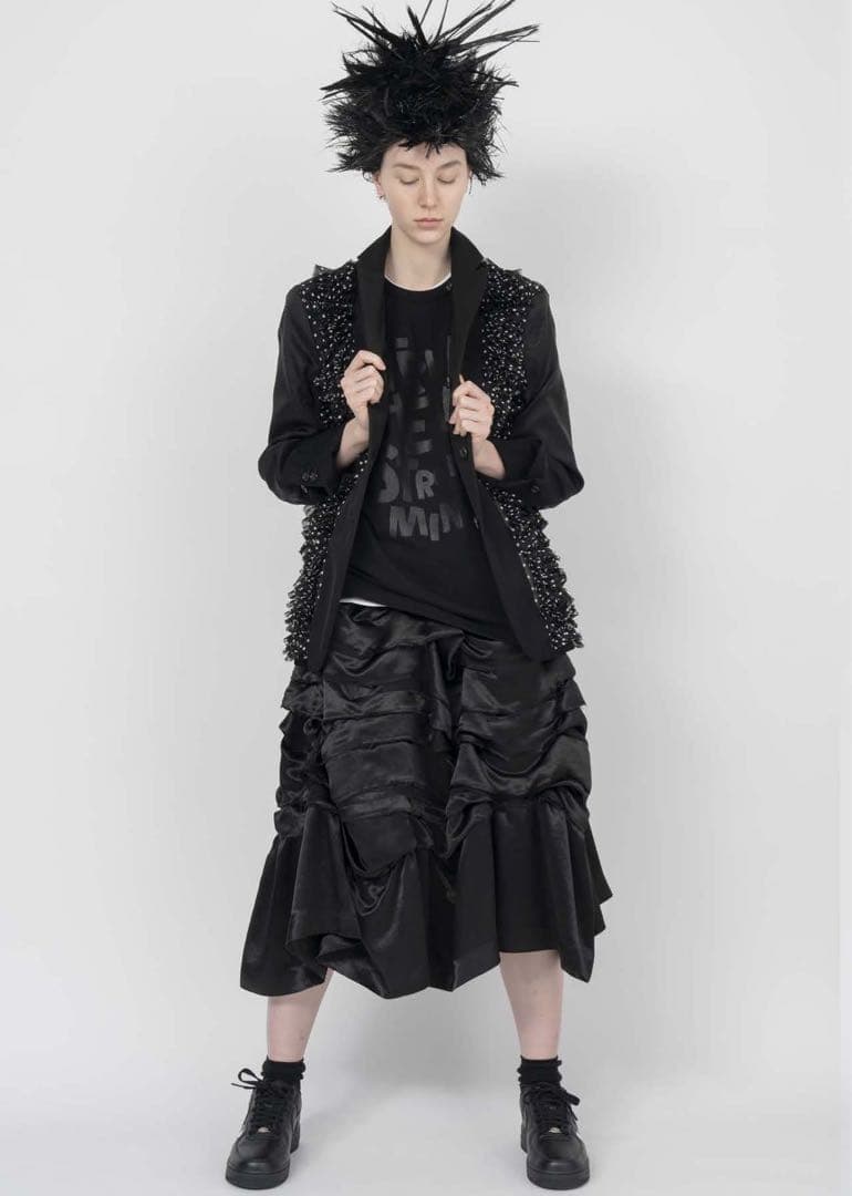 BLACK コムデギャルソン リバーシブル　ドット柄フリルテーラードジャケット