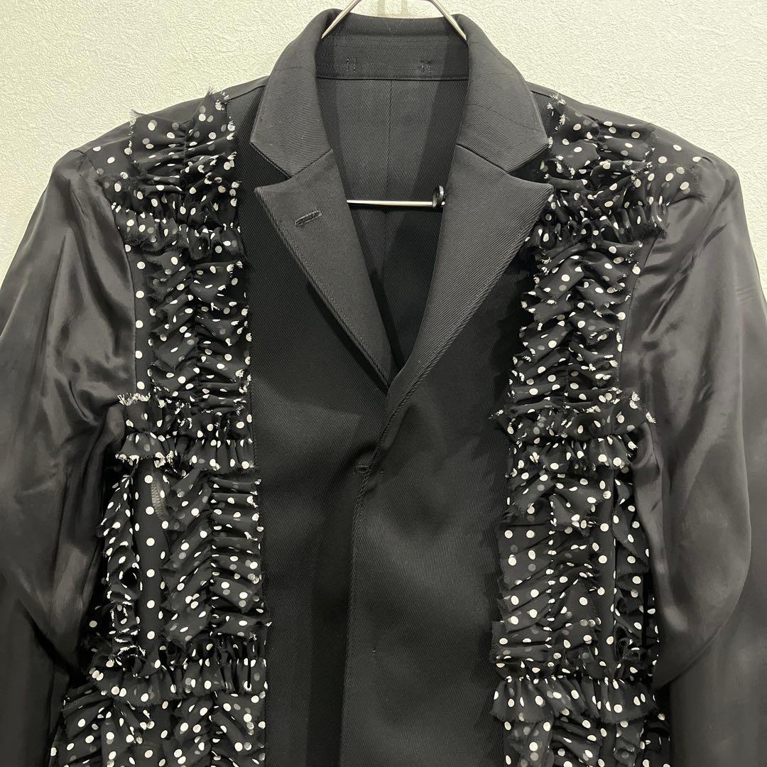 BLACK コムデギャルソン リバーシブル　ドット柄フリルテーラードジャケット