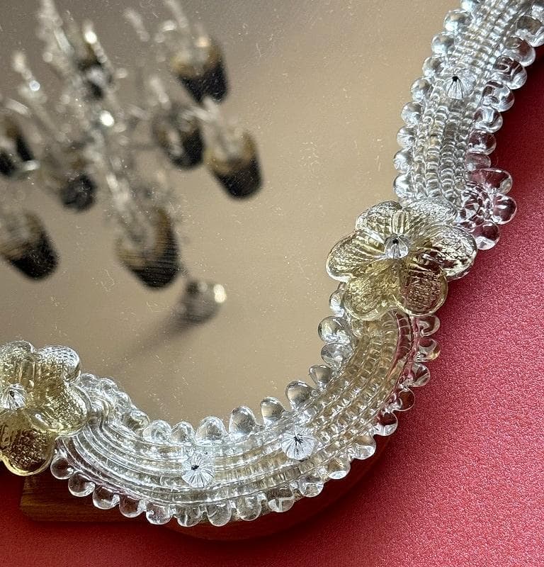 売約　ムラーノガラス　＜Ａ＞　壁掛け・スタンドミラー　ベネチアンガラス　イタリア